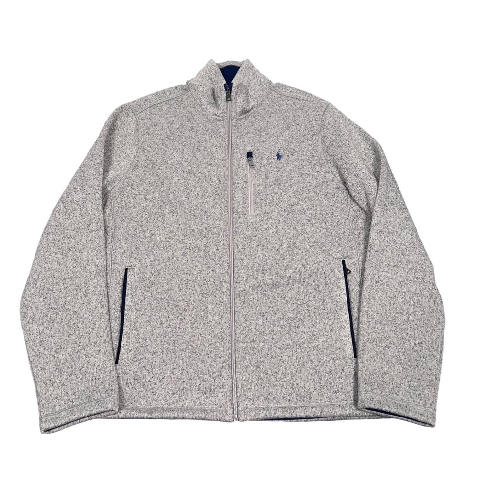 Polo Ralph Lauren Full Zip Sweater Jacket Mens Large Gray Performance Fleece
